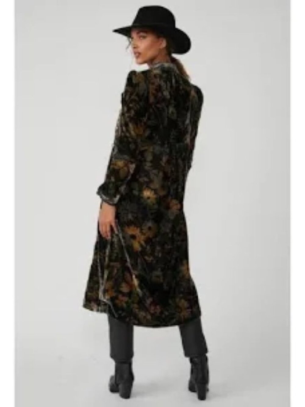 NWOT Gorgeous Free People Hazel Puff Shoulder Velvet Duster Coat. S - Picture 10 of 14
